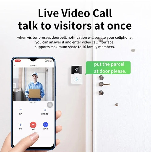 SmartDoor™ Video Doorbell Camera - WiFi Security with 2-Way Audio