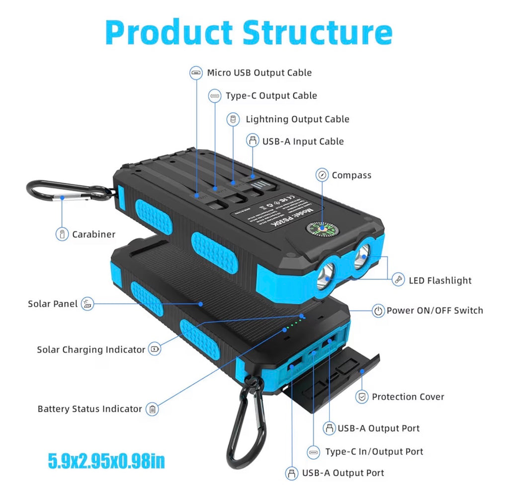 SolarCharge 30,000mAh Power Bank