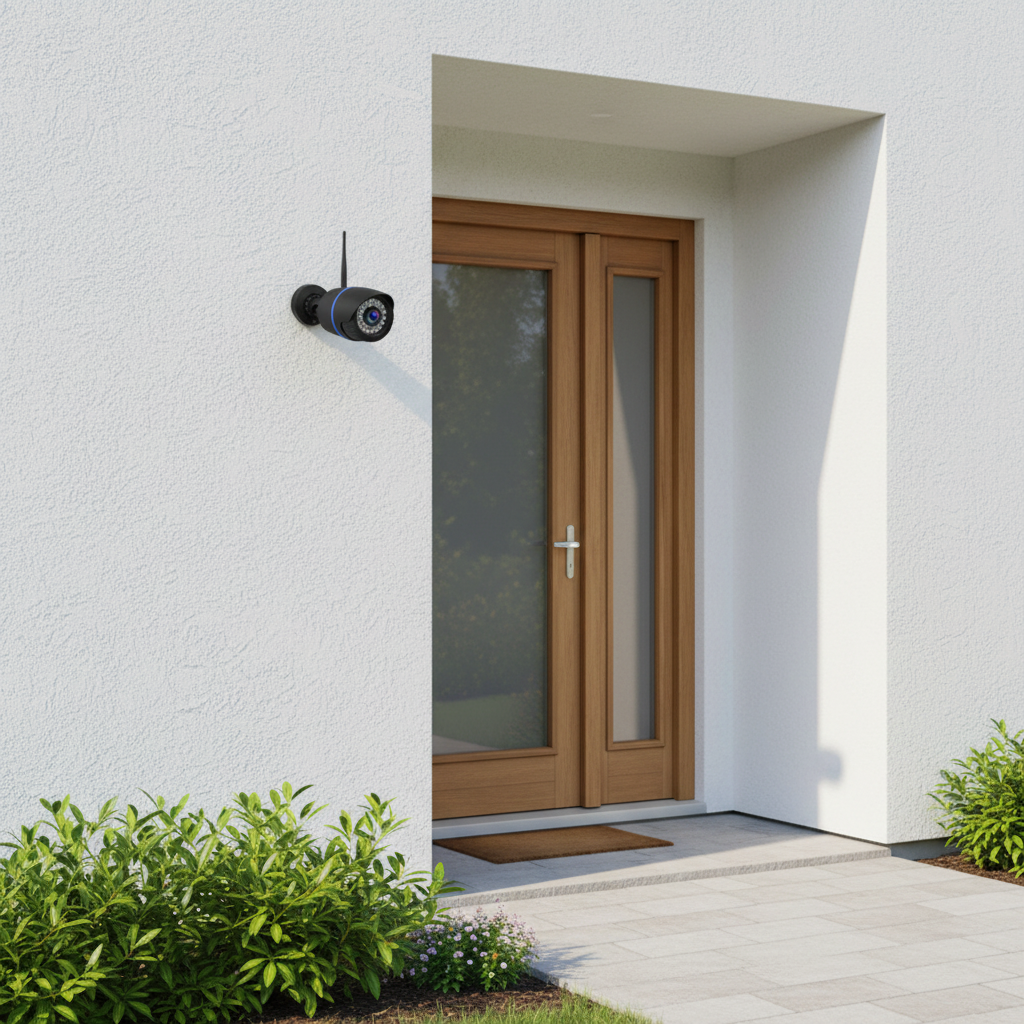 Compact camera on front wall