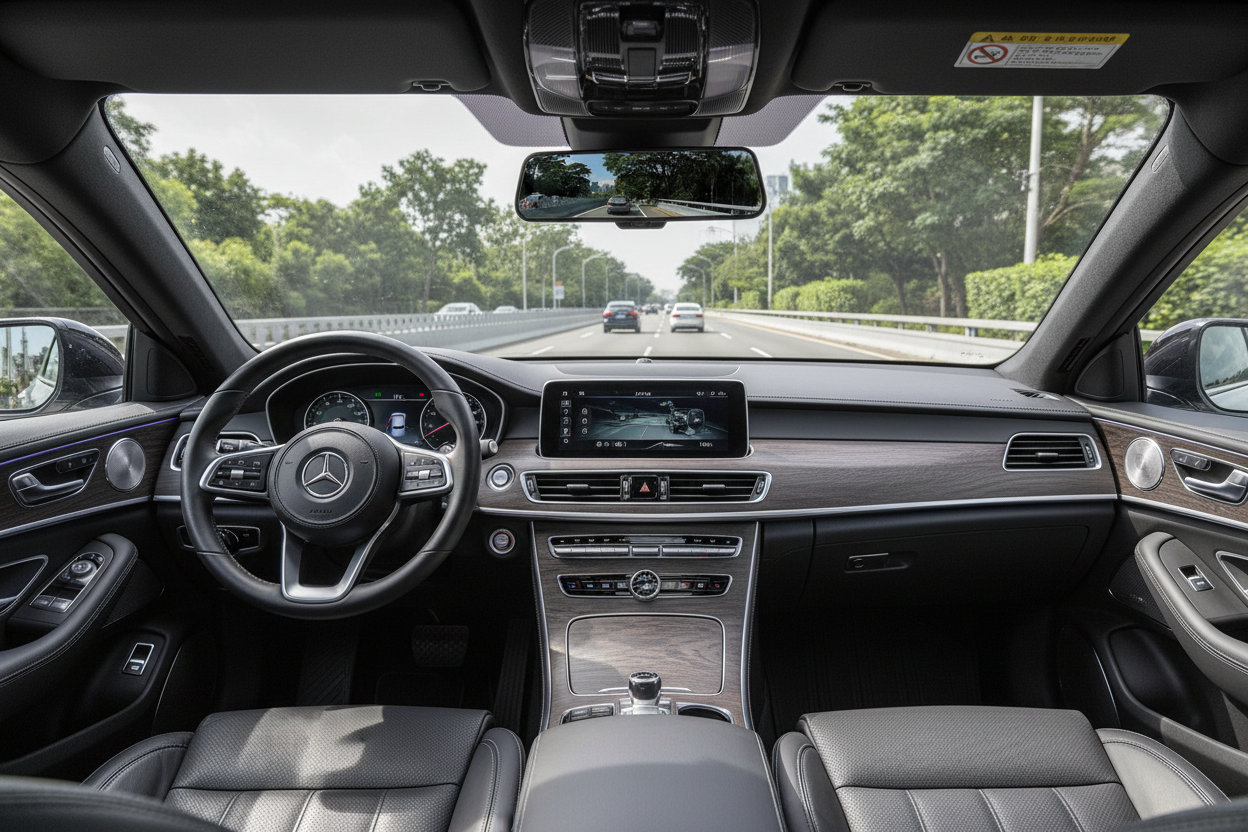 Mirror dash cam in car interior